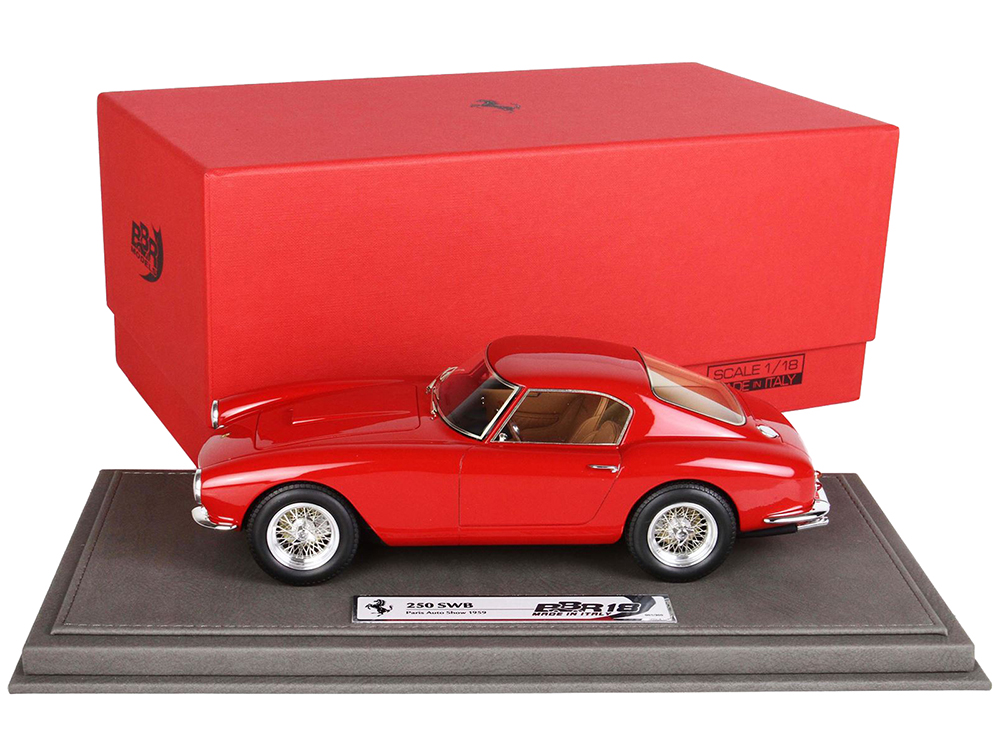 1959 Ferrari 250 SWB GT Berlinetta Paseo Corto Red with DISPLAY CASE Limited Edition to 500 pieces Worldwide 1/18 Model Car by BBR