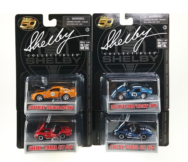 Carroll Shelby 50th Anniversary 4 Pieces Set Diecast Car Set 1/64 by Shelby Collectibles