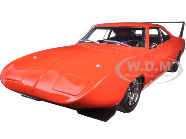 1969 Dodge Charger Daytona Custom Red/orange With Black Rear Wing 1/18 Diecast Model Car By Greenlight
