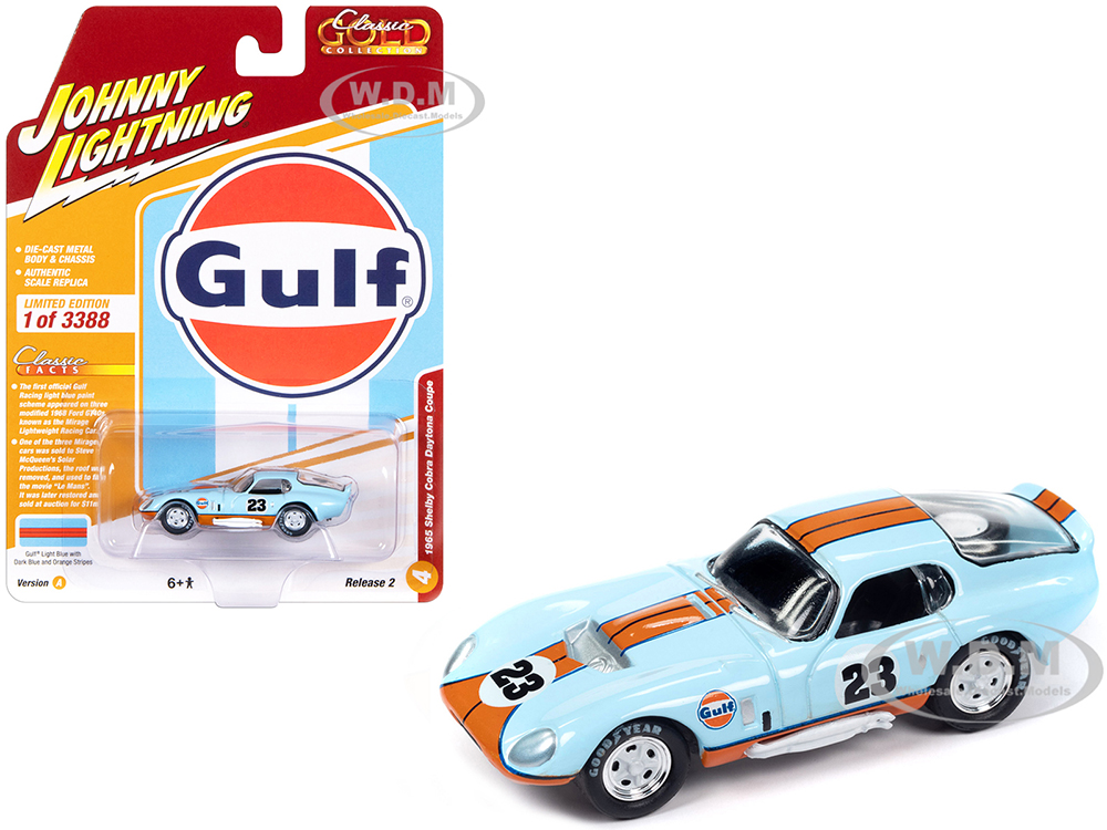 1965 Shelby Cobra Daytona Coupe 23 Light Blue with Orange Stripes 