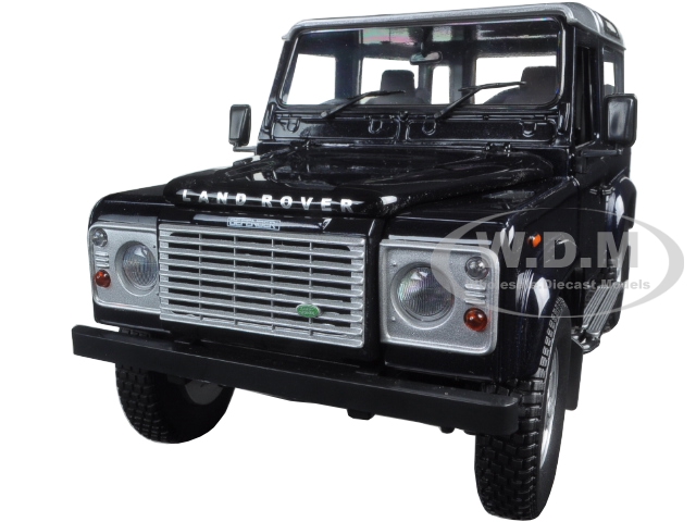 Land Rover Defender 90 Station Wagon Blue With Silver 1/18 Diecast Model Car By Universal Hobbies