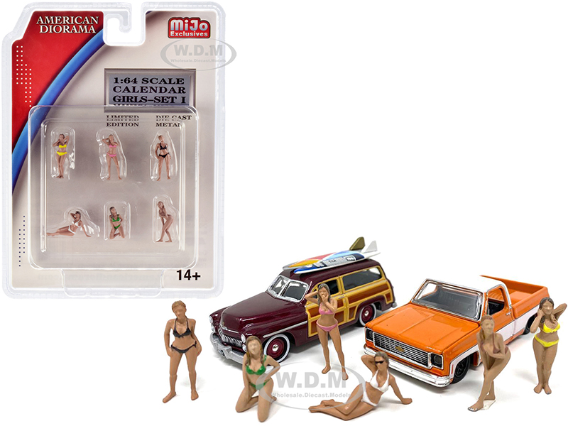 "Calendar Girls" 6 piece Diecast Figurine Set Release 1 for 1/64 Scale Models by American Diorama