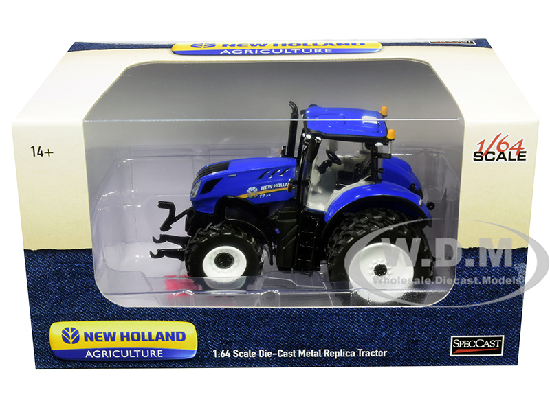 New Holland T7.315 Tractor With Rear Duals Blue 1/64 Diecast Model By Speccast