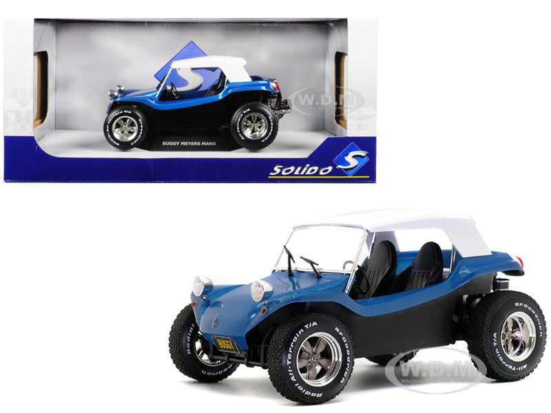 Meyers Manx Buggy Metallic Blue With White Soft Top 1/18 Diecast Model Car By Solido