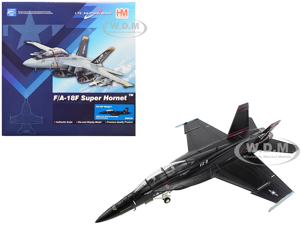 Boeing F/A-18F Super Hornet Fighter Aircraft Vandy I VX-9 (2023) United States Navy (Unarmed Version) Air Power Series 1/72 Diecast Model By Hobb