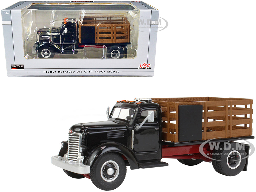 International KB-8 Truck Black With Stake Body 1/50 Diecast Model By Speccast