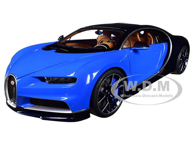 Bugatti Chiron French Racing Blue And Atlantic Blue 1/18 Model Car By Autoart