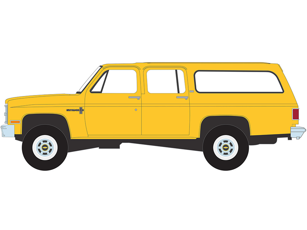 1987 Chevrolet Suburban K20 Custom Deluxe  Construction Yellow "Blue Collar Collection" Series 13 1/64 Diecast Model Car by Greenlight