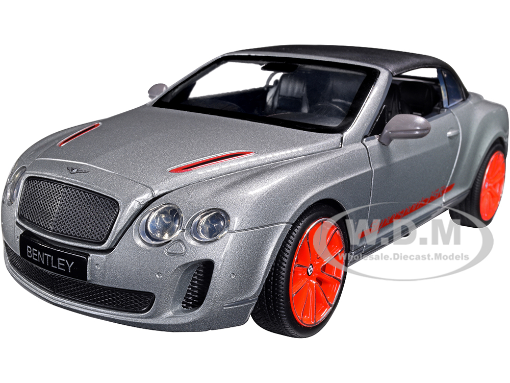 Bentley Continental Supersports ISR Gray Metallic with Black Top and Red Wheels 1/24 Diecast Model Car by Optimum Diecast
