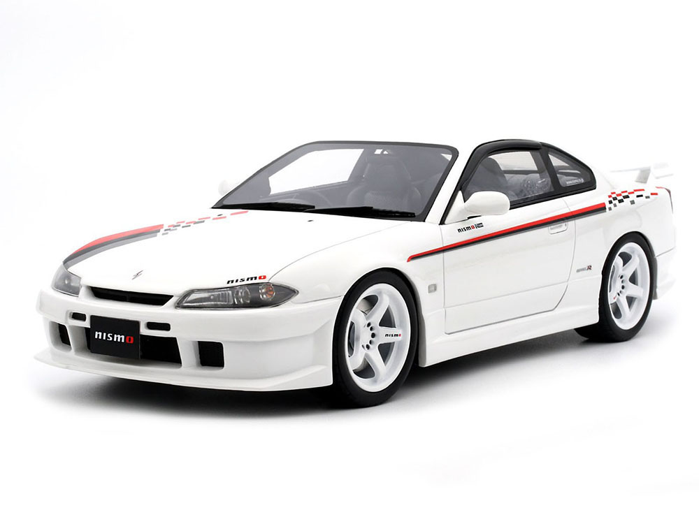 2000 Nissan Silvia (S15) NISMO S-Tune RHD (Right Hand Drive) White with Stripes Limited Edition to 2500 pieces Worldwide 1/18 Model Car by Otto Mobile