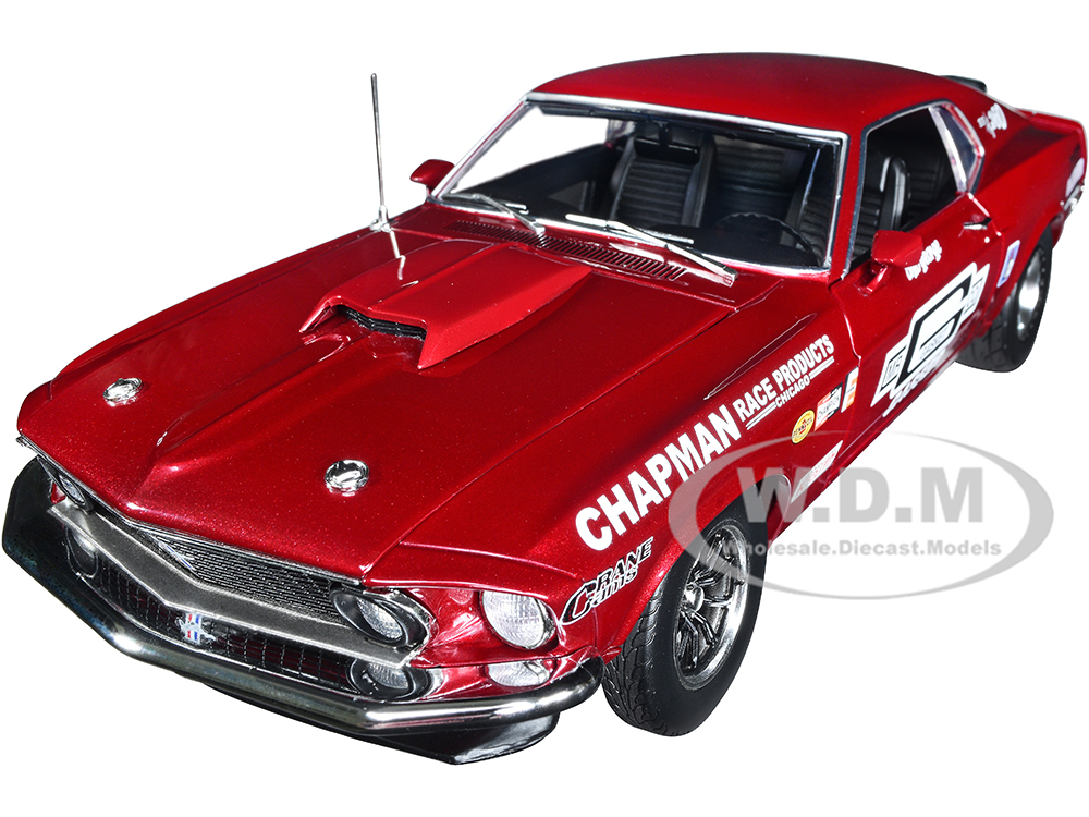 1969 Ford Mustang BOSS 429 Gasser Dark Red Metallic Mr. Gasket Co. Drag Outlaws Series Limited Edition to 870 pieces Worldwide 1/18 Diecast Model Car by ACME