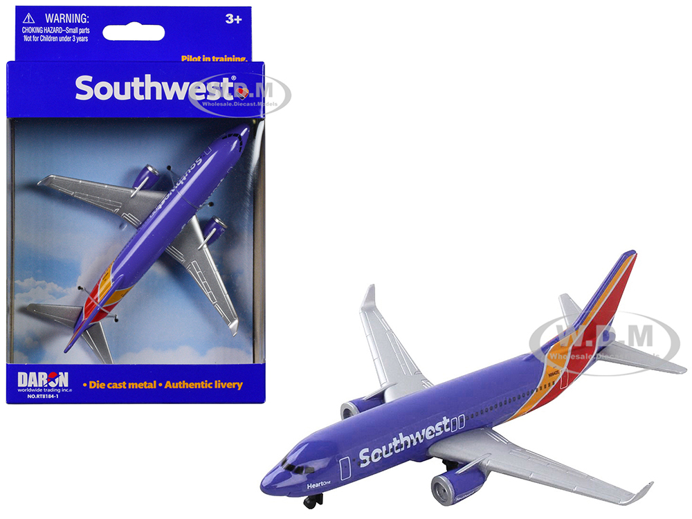 Commercial Aircraft Southwest Airlines (N8642E) Blue with Striped Tail Diecast Model Airplane by Daron