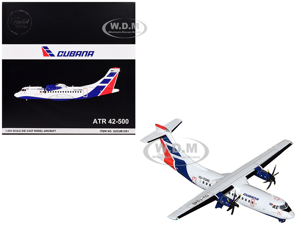 ATR 42-500 Commercial Aircraft Cubana (CU-T1240) White with Blue and Red Tail Gemini 200 Series 1/200 Diecast Model Airplane by GeminiJets