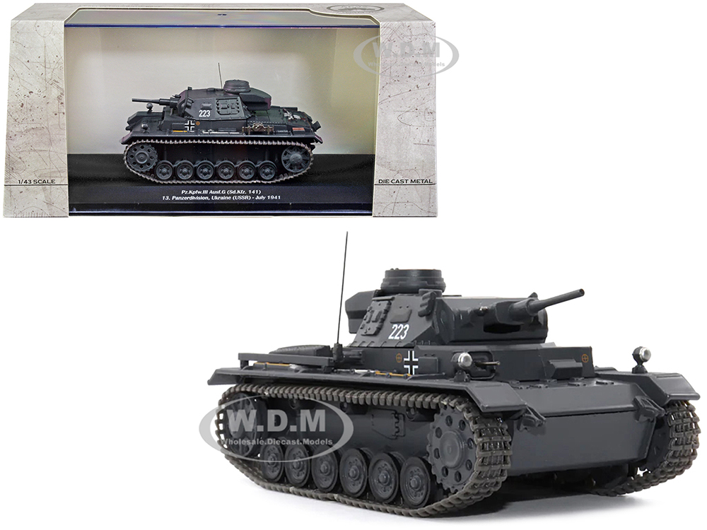 Pz.Kpfw.III Ausf.G (Sd.Kfz. 141) Tank #223 Germany 13. Panzerdivision Ukraine (USSR) July 1941 1/43 Diecast Model by AFVs of WWII