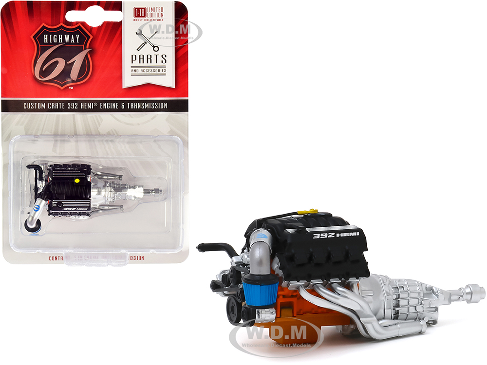 Image of Custom Crate 392 HEMI Engine and Transmission Replica from "1971 Plymouth Barrcuda" "Graveyard Carz" (2012) TV Series 1/18 by Highway 61