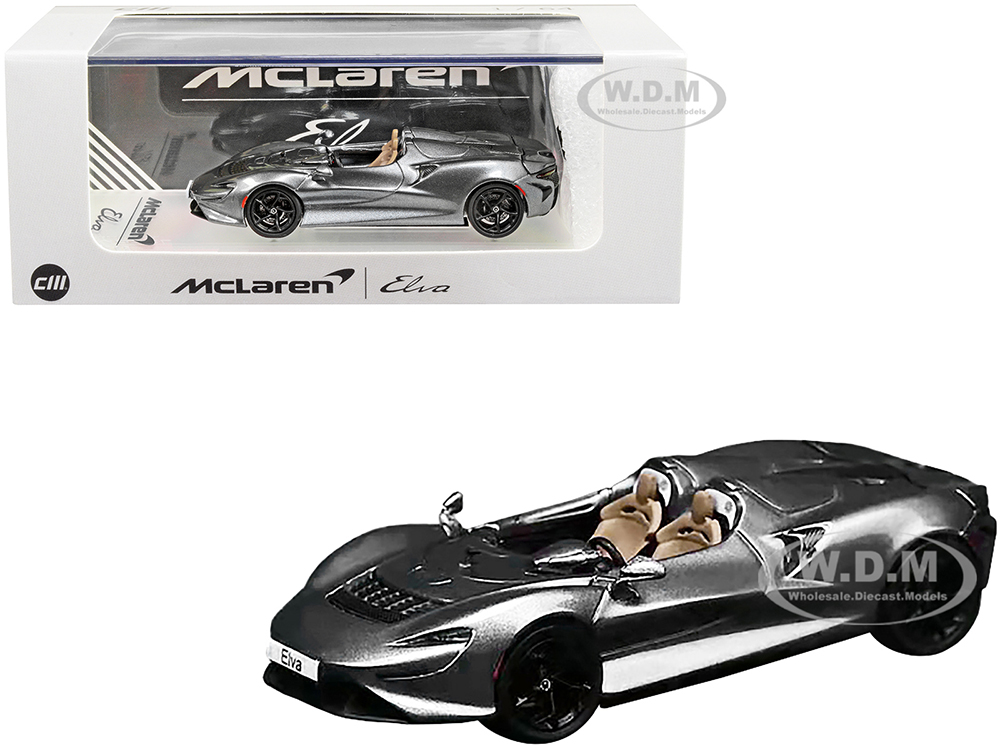 McLaren Elva Convertible Dark Gray Metallic With Extra Wheels 1/64 Diecast Model Car By CM Models