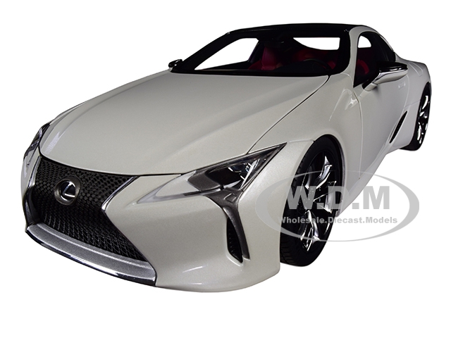 Image of Lexus LC500 Metallic White with Dark Rose Interior and Carbon Top 1/18 Model Car by Autoart