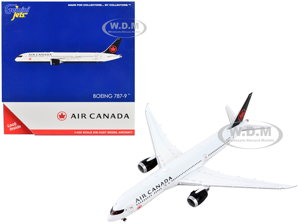 Boeing 787-9 Commercial Aircraft Air Canada White With Black Tail 1/400 Diecast Model Airplane By GeminiJets