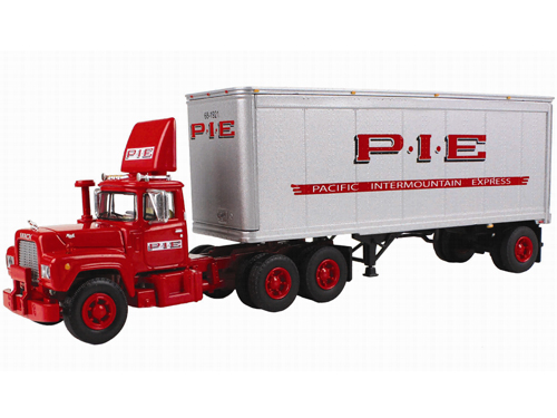 Image of Mack R Model Day Cab P.I.E. With 28 Pop Trailer 1/64 Diecast Model by First Gear