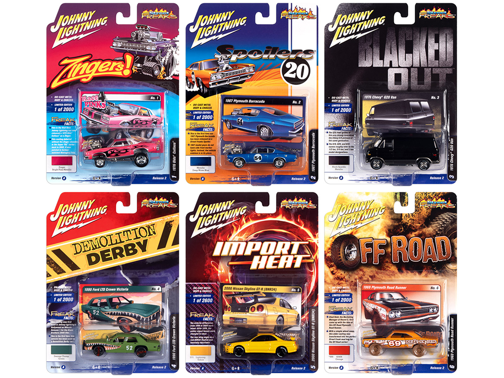 "Street Freaks" 2020 Set A of 6 Cars Release 2 1/64 Diecast Model Cars by Johnny Lightning