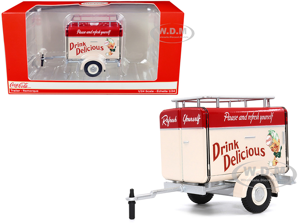 Travel Trailer Cream with Red Top Pause and Refresh Yourself Drink Delicious Coca-Cola 1/24 Diecast Model Car by Motor City Classics