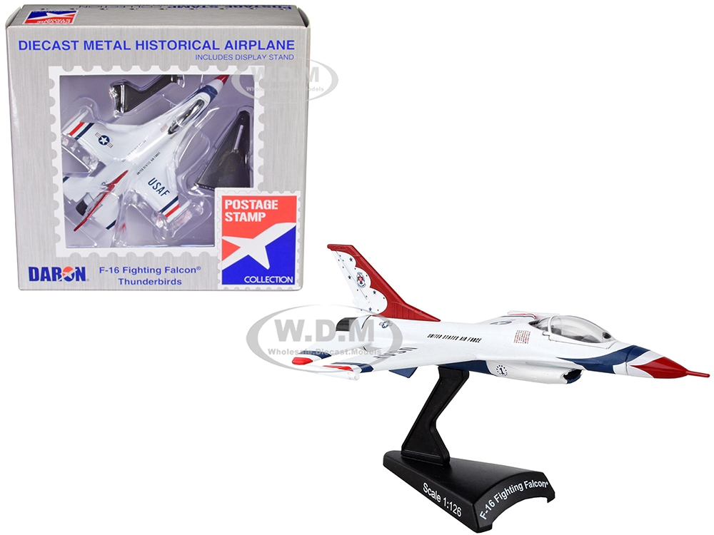 Lockheed Martin F-16 Fighting Falcon Fighter Aircraft "Thunderbirds" United States Air Force 1/126 Diecast Model Airplane by Postage Stamp