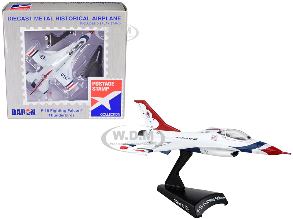 Lockheed Martin F-16 Fighting Falcon Fighter Aircraft Thunderbirds United States Air Force 1/126 Diecast Model Airplane by Postage Stamp