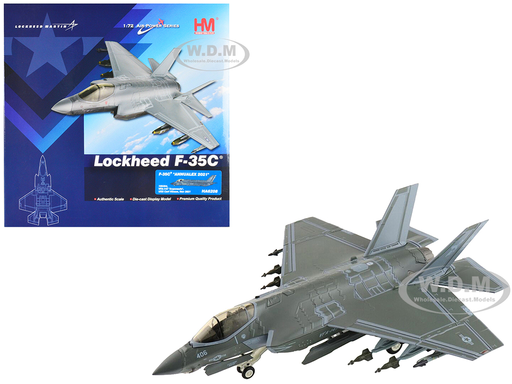 Lockheed Martin F-35C Lightning II Aircraft VFA-147 Argonauts USS Carl Vinson (2021) United States Navy Air Power Series 1/72 Diecast Model By Ho