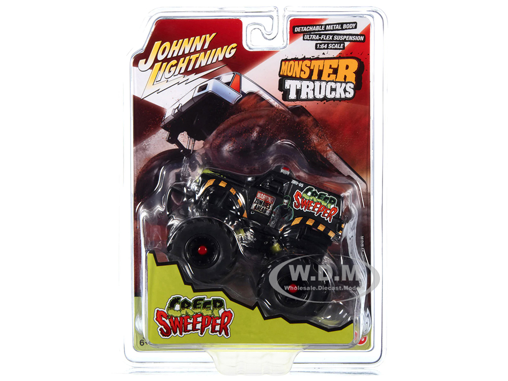 Creep Sweeper Monster Truck Zombie Response Unit with Black Wheels and Driver Figure Monster Trucks Series 1/64 Diecast Model by Johnny Lightning
