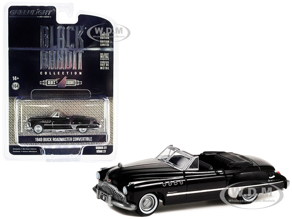 1949 Buick Roadmaster Convertible Black Metallic "Black Bandit" Series 27 1/64 Diecast Model Car by Greenlight