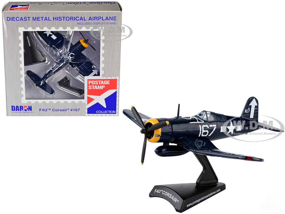 Vought F4U Corsair Fighter Aircraft 167 "VF-84 Wolf Gang" United States Navy 1/100 Diecast Model Airplane by Postage Stamp