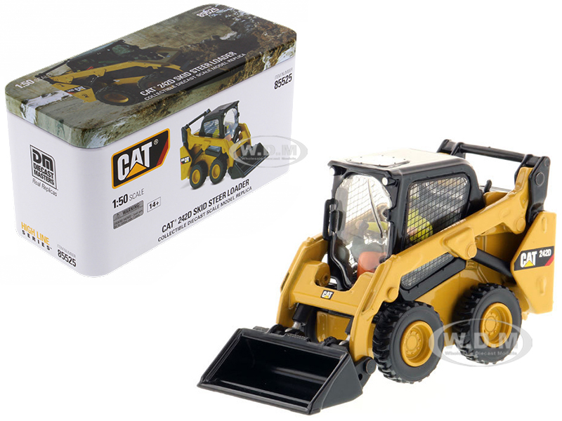 Cat Caterpillar 242d Compact Skid Steer Loader With Operator And Tools "high Line Series" 1/50 Diecast Model By Diecast Masters