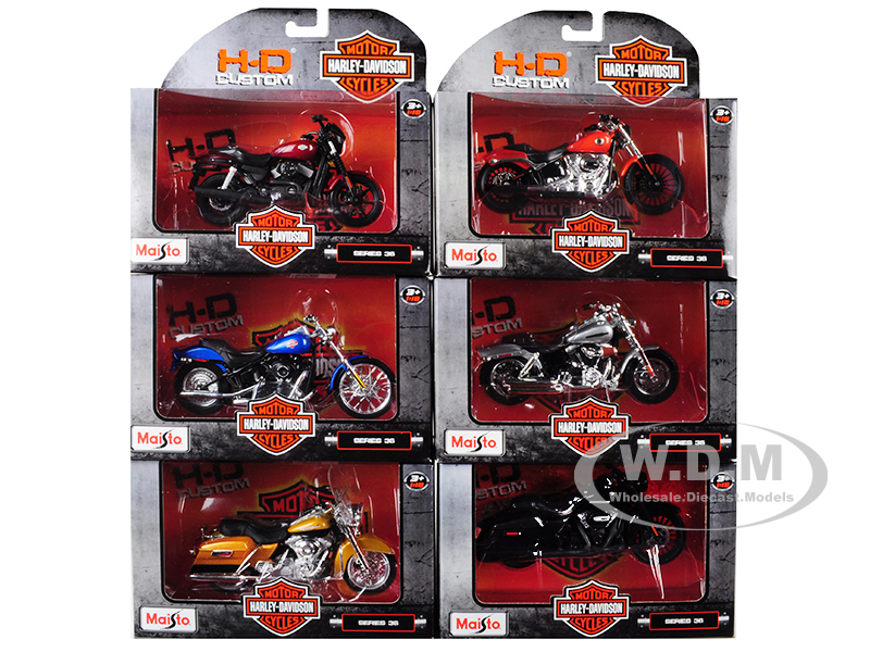 Harley Davidson Motorcycle 6 Piece Set Series 36 1/18 Diecast Models By Maisto