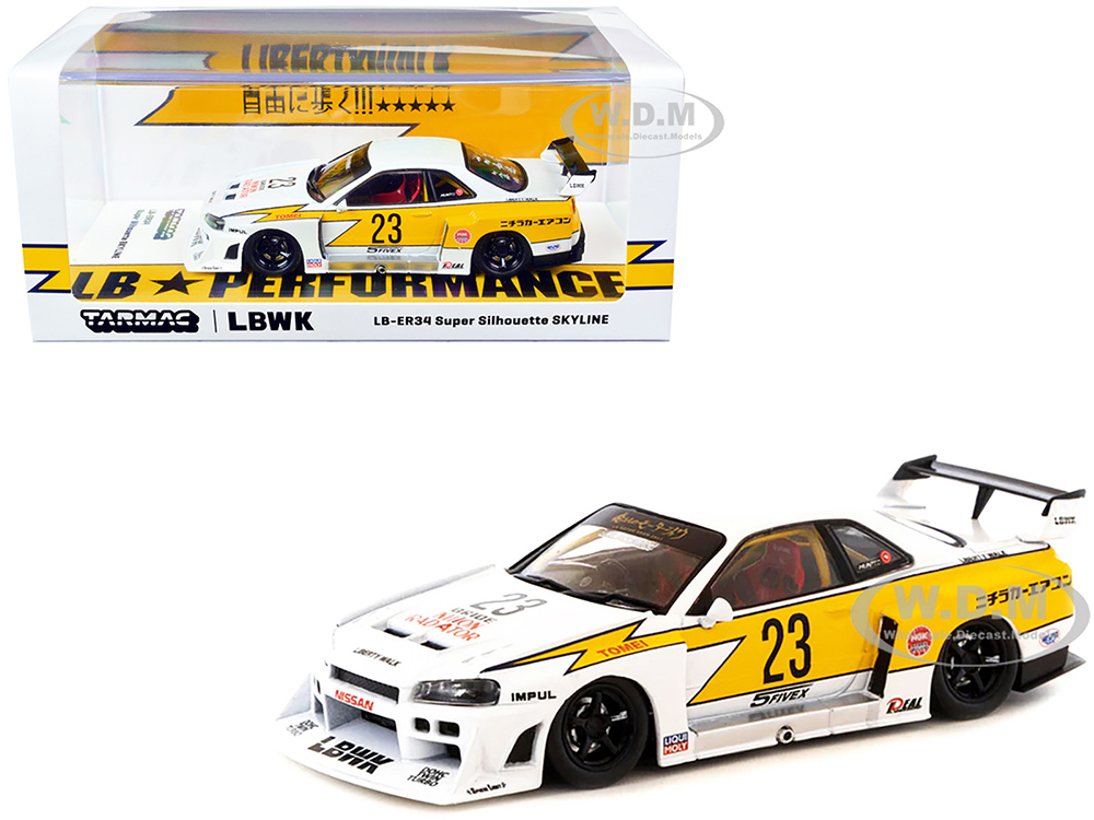 Nissan Skyline LB-ER34 Super Silhouette RHD (Right Hand Drive) 23 "Liberty Walk - LB Performance" White with Graphics "Hobby43" Series 1/43 Diecast M