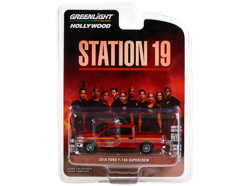 2018 Ford F-150 SuperCrew Red Seattle Fire Dept Station 19 (2018) TV Series Hollywood Series Release 36 1/64 Diecast Model Car by Greenlight