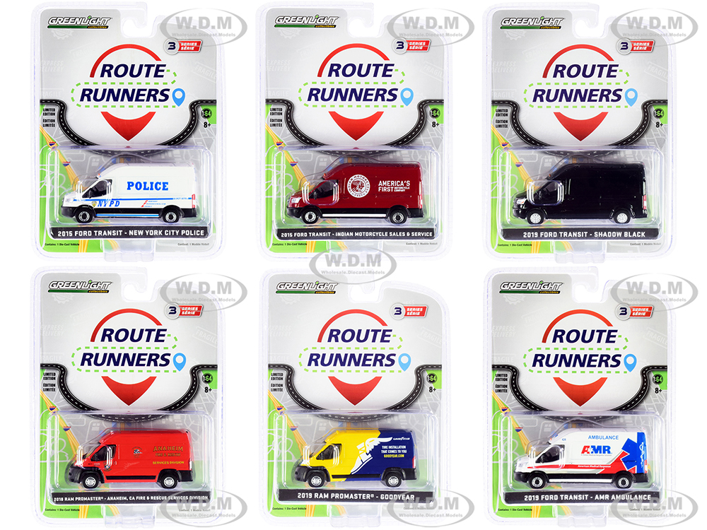 "Route Runners" Set of 6 Vans Series 3 1/64 Diecast Models by Greenlight
