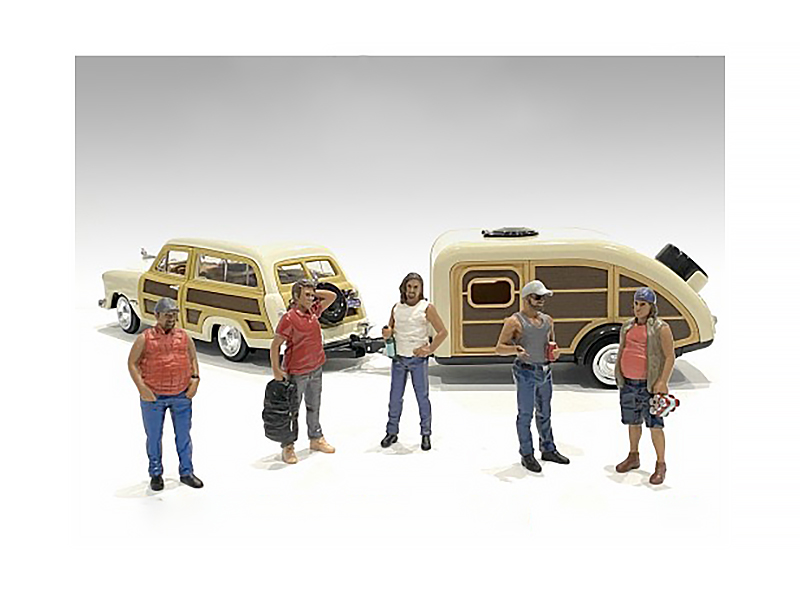 "Campers" Series 5 piece Figure Set for 1/24 Scale Models by American Diorama