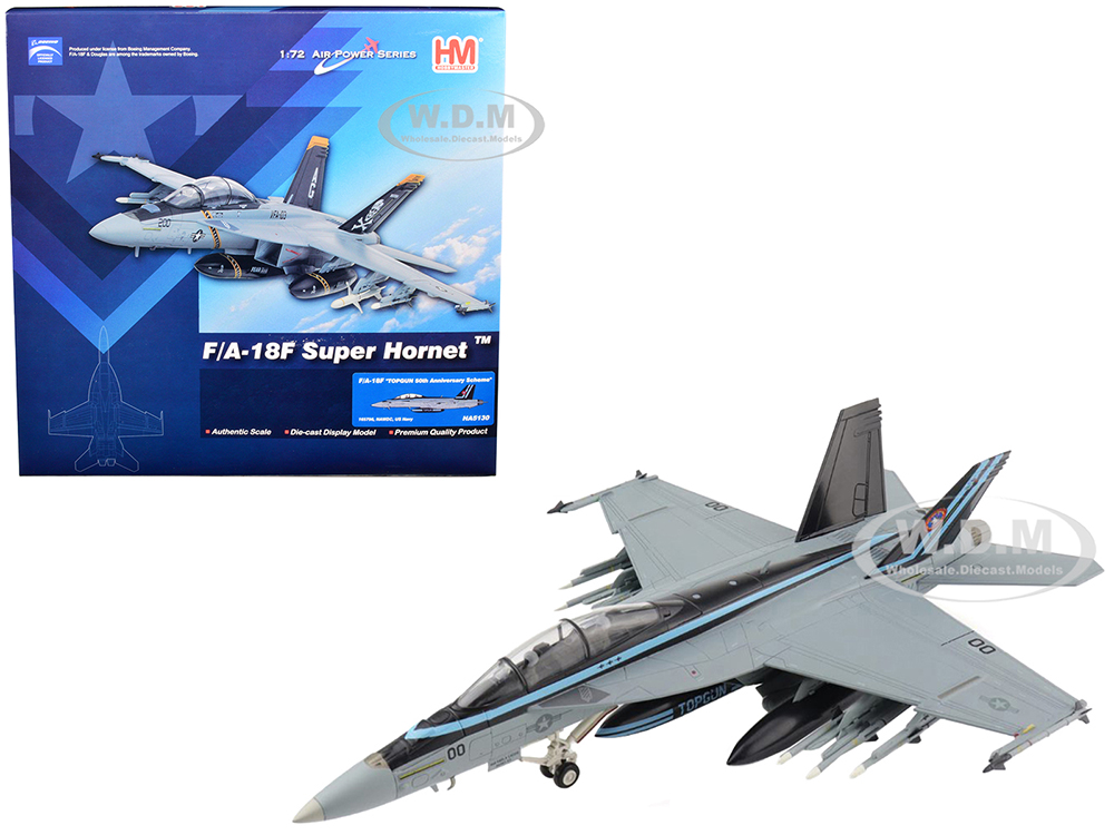 McDonnell Douglas F/A-18F Super Hornet Fighter Aircraft TopGun 50th Anniversary Scheme NAWDC US Navy Air Power Series 1/72 Diecast Model by Hobby Master