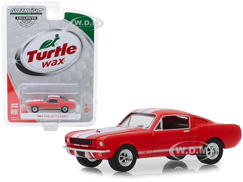 1965 Shelby Gt350 Orange With White Stripes "turtle Wax Ad Cars" "wax Before You Ride" "hobby Exclusive" 1/64 Diecast Model Car By Greenlight