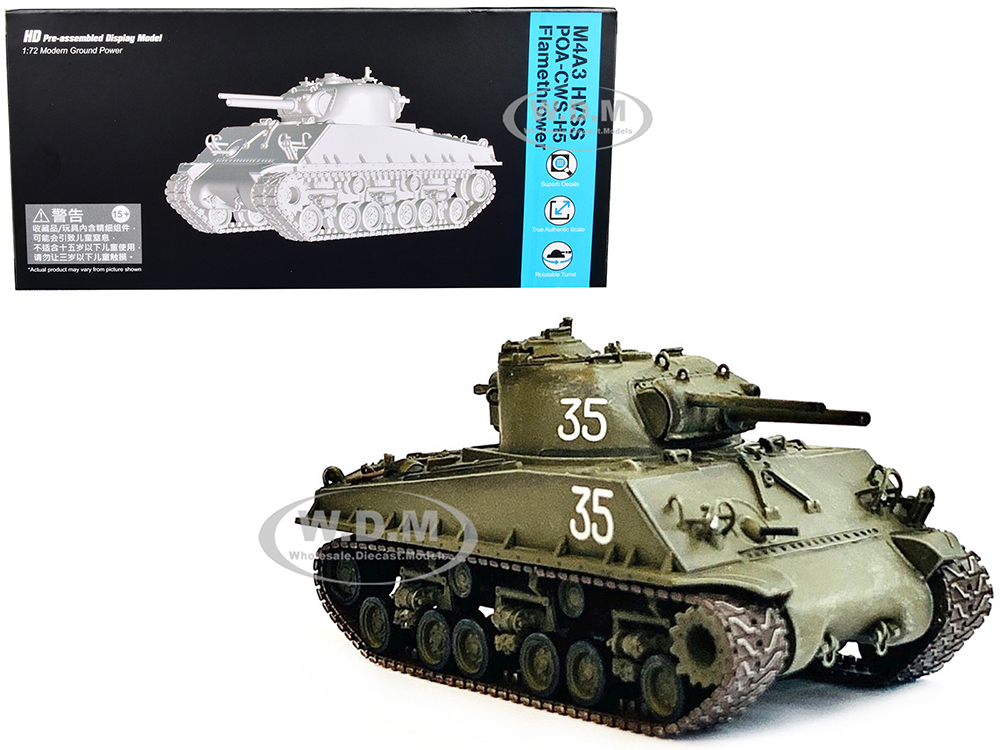 United States M4A3 HVSS POA-CWS-H5 Flamethrower Tank Olive Drab #35 Hawaii (1951) NEO Dragon Armor Series 1/72 Plastic Model by Dragon Models