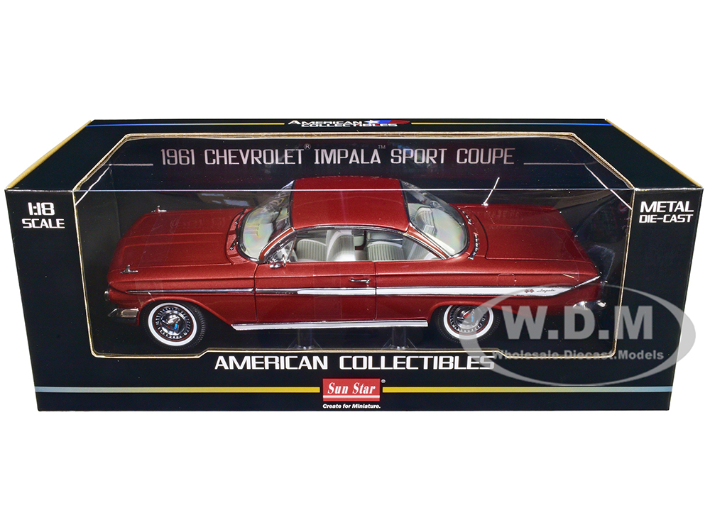 1961 Chevrolet Impala Sport Coupe Honduras Maroon Metallic "American Collectibles" Series 1/18 Diecast Model Car by Sun Star