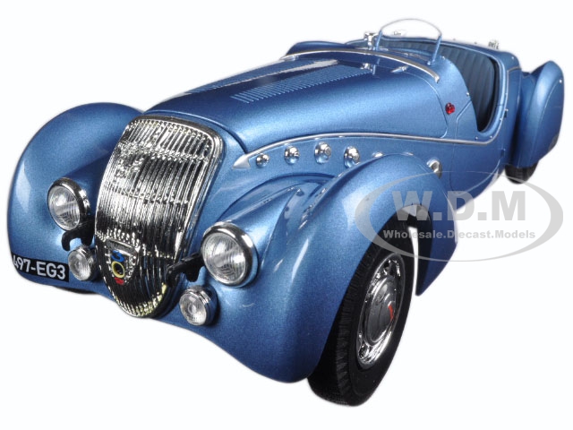 1937 Peugeot 302 Darl Mat Roadster Blue Metallic 1/18 Diecast Model Car by Norev