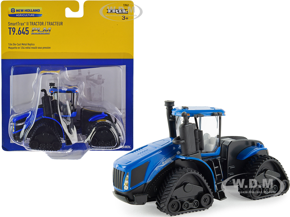 New Holland T9.645 SmartTrax II Tractor with Tracks Blue with PLM Intelligence 1/64 Diecast Model by ERTL TOMY