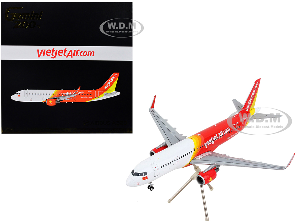 Airbus A320 Commercial Aircraft VietJet Air White and Red Gemini 200 Series 1/200 Diecast Model Airplane by GeminiJets