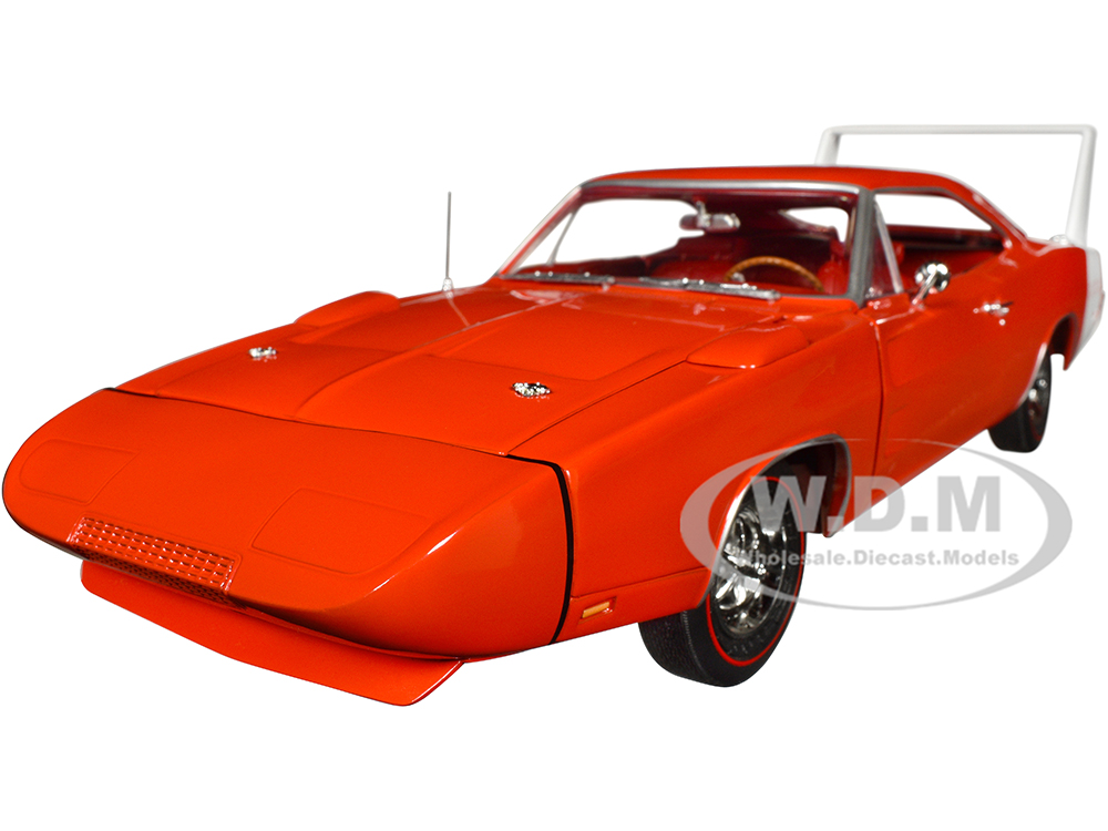 1969 Dodge Charger Daytona Red with White Tail Stripe and Red Interior Muscle Car & Corvette Nationals (MCACN) American Muscle Series 1/18 Diecast Model Car by Auto World