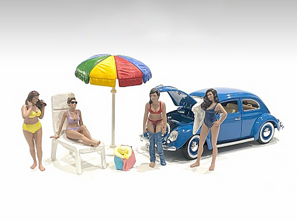 "Beach Girls" 4 piece Figurine Set for 1/24 Scale Models by American Diorama