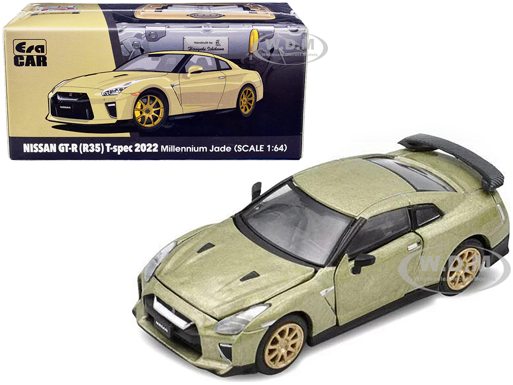 2022 Nissan GT-R (R35) T-Spec RHD (Right Hand Drive) Millenium Jade Metallic 1/64 Diecast Model Car by Era Car