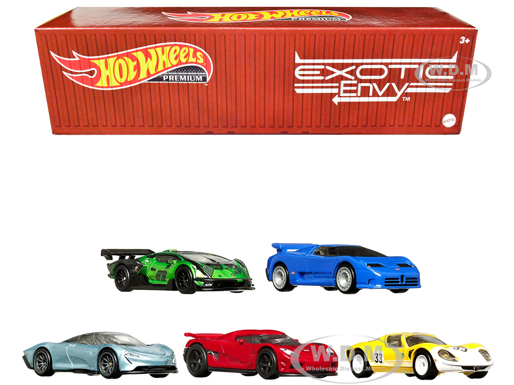 2022 Premium Car Culture Mix 4 Exotic Envy 5 piece Set with Container Car Culture Series Diecast Model Cars by Hot Wheels