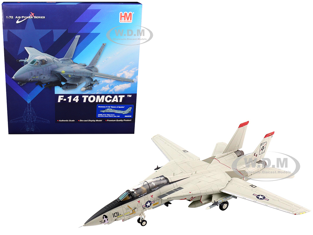 Grumman F-14A Tomcat Queen Of Spades Fighter Aircraft Black Aces VF-41 Operation Desert Storm (June 1991) Air Power Series 1/72 Diecast Model