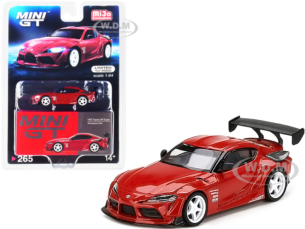 Toyota GR Supra "HKS" Renaissance Red with Carbon Accents and White Wheels Limited Edition to 3000 pieces Worldwide 1/64 Diecast Model Car by True Sc
